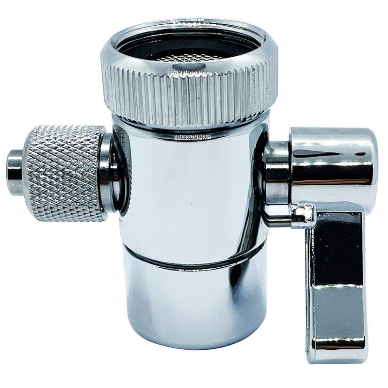 ZIGZAGSTORM Kitchen Sink Faucet Water Filter Diverter Valve for Push on 3/8 inch Tubing Replacement Part Adapter with M22 X M24 Connector, Brass Body, Chrome Plated Made In Taiwan - Image 1