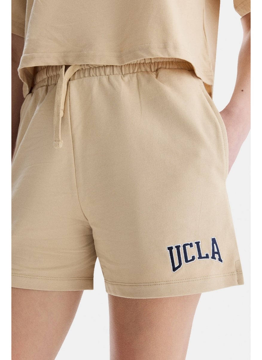 UCLA Rosa Brown Oversize Embroidered Oversize Women's Knitted Shorts  - Image 2