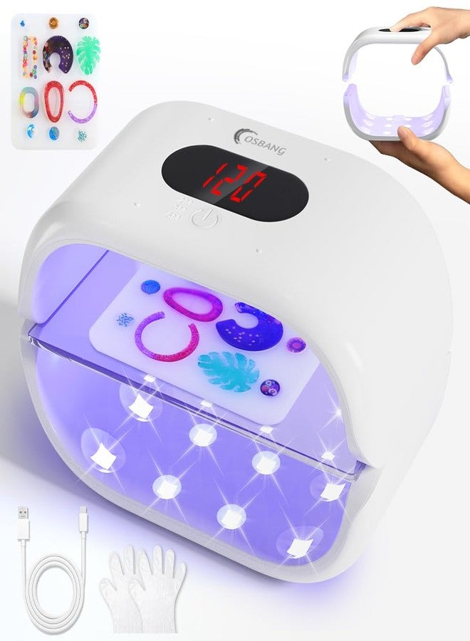 OSBANG Upgraded Version UV Light for Resin, Double-Sided, Fast Hardening, UV Resin Lamp, USB Line & Large Digital Display Timer, Long Setting UV Light with Silicone Mold, for Crafts, Jewelry Making - Image 1