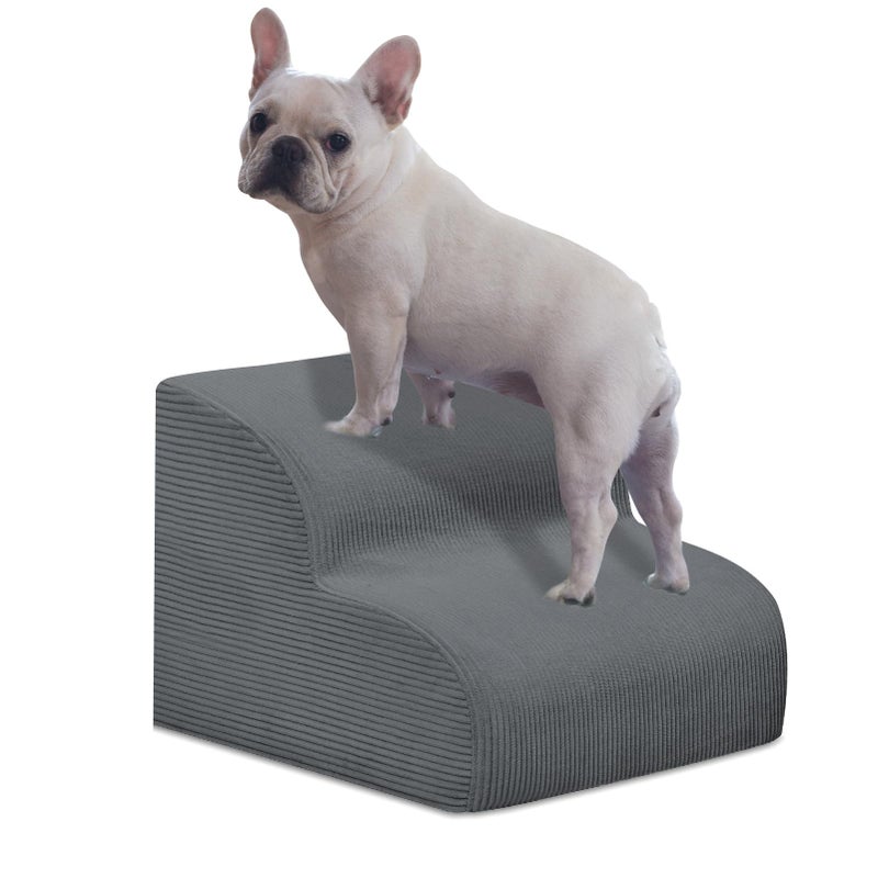 Mesa Lemon Dog Stairs & Steps for High Beds, 2 Steps High Density Foam Waterproof Dog Ramp for Small Dogs and Cats, Pet Stairs with Removable Washable Cover for Bed, Couch, Sofa and Car (H: 11.8") - Image 1