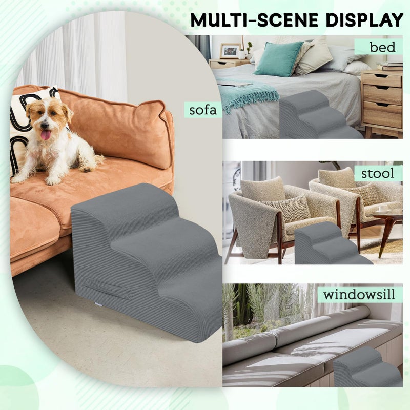 Mesa Lemon Dog Stairs & Steps for High Beds, 2 Steps High Density Foam Waterproof Dog Ramp for Small Dogs and Cats, Pet Stairs with Removable Washable Cover for Bed, Couch, Sofa and Car (H: 11.8") - Image 5