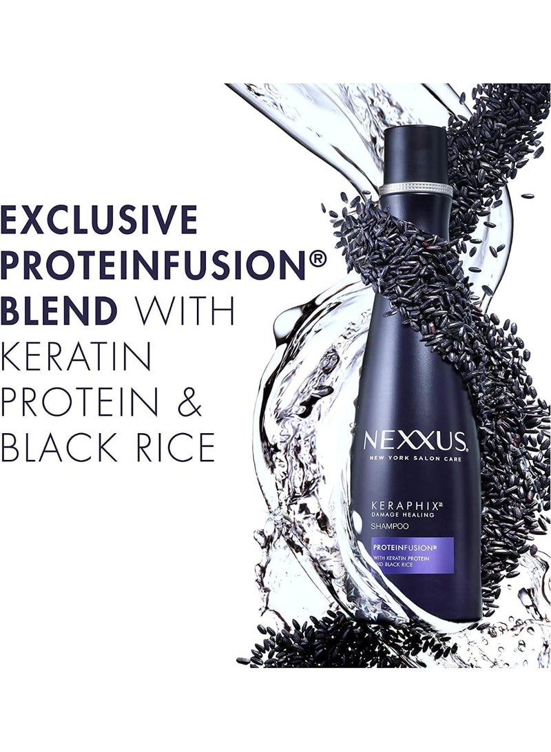 Nexxus Keraphix Shampoo for Damaged Hair Keraphix with ProteinFusion Silicone-Free with Keratin Protein and Black Rice 13.5 oz - Image 3