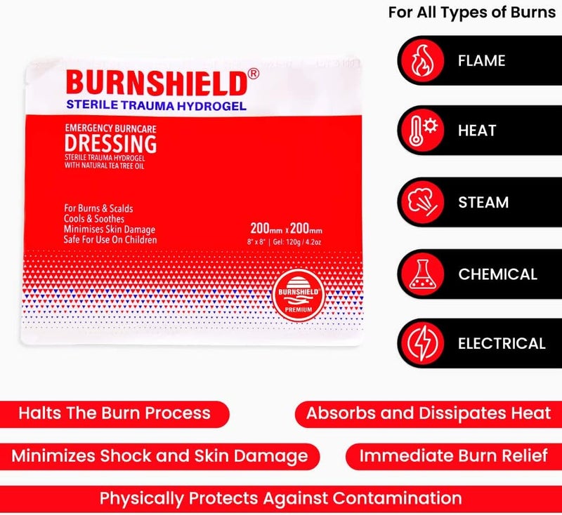 Burnshield Sterile Emergency Burn Dressing 8x8 20cm x 20cm Cools The Burn - Image 2
