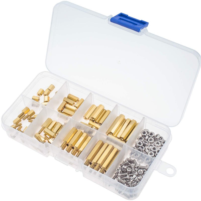 Sutemribor M2.5 Male Female Hex Brass Spacer Standoff Screw Nut Assortment Kit (180Pcs) - Image 2