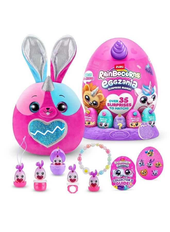 Rainbocorns Rainbocorns Eggzania Surprise Mania Series 1 (Bunny) by ZURU, Collectible Plush Stuffed Animal, Surprise Eggs, 5 Mini Eggs, Stickers, DIY Jewelry, Slime, Ages 3+ for Girls, Children - Image 1