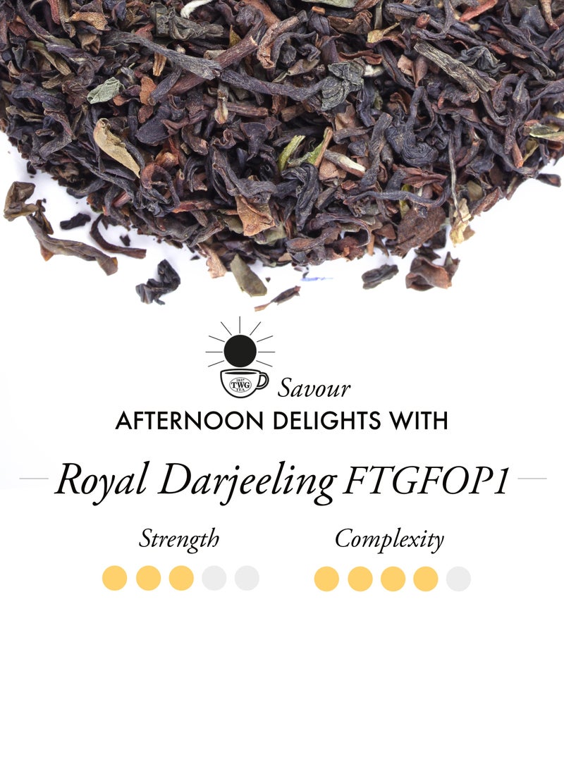 تي دبليو جاي تي شاي رويال دارجيلينج FTGFOP1 | شاي أسود | مشمش ناضج | 15 كيس شاي قطني مخيط يدويًا | مجموعة هدايا - Image 2