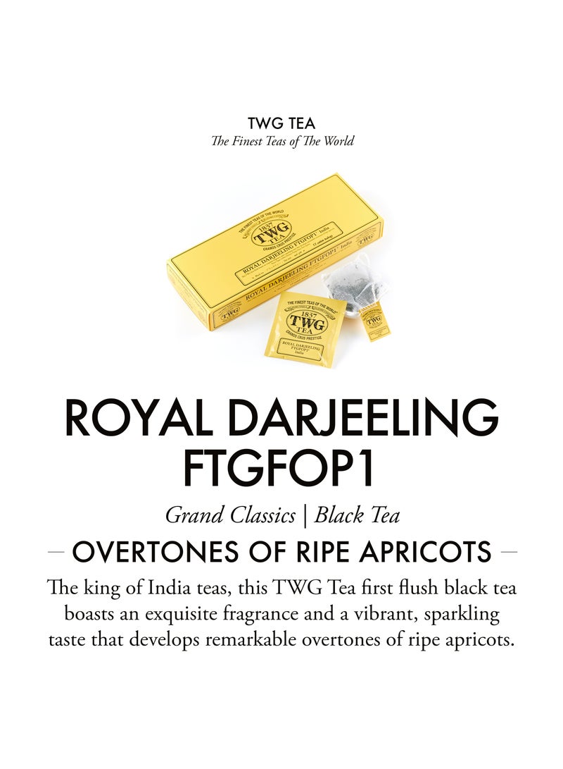 تي دبليو جاي تي شاي رويال دارجيلينج FTGFOP1 | شاي أسود | مشمش ناضج | 15 كيس شاي قطني مخيط يدويًا | مجموعة هدايا - Image 3