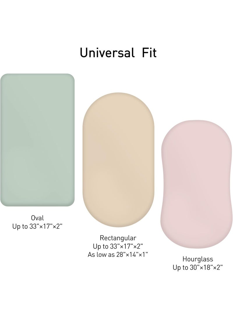 2 Pack Muslin Bassinet Fitted Sheets, Soft Breathable 100% Cotton Mattress Sheets, Universal Fit for Hourglass Oval Rectangle Bassinets (Natural Leaves Pattern) - Image 3