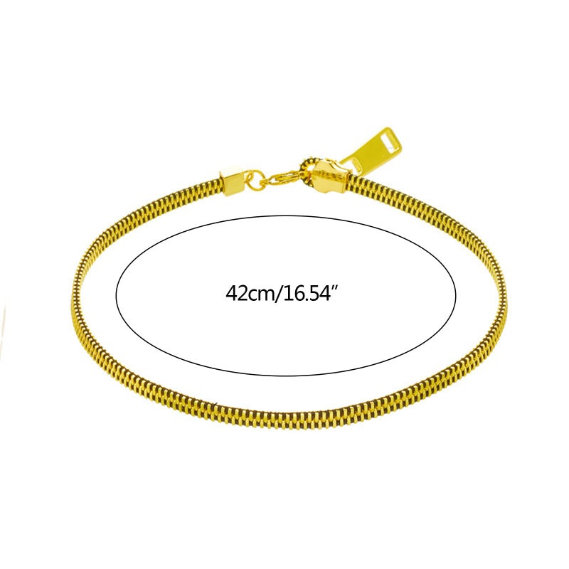 JAGTRADE Trend Zipper Pendant Necklace Stainless Steel Necklace for Women Men Statement Gold Color Hip Hop Popular Jewelry - Image 2