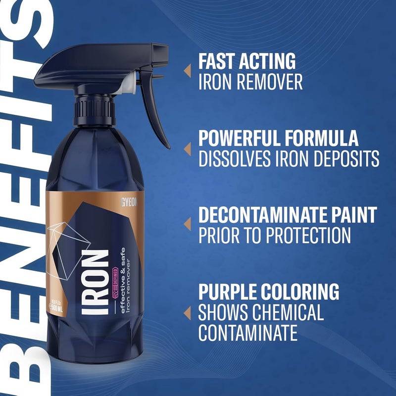 Gyeon Iron Redefined Iron Remover Fallout Cleaner for Car Paint Wheels Glass pH Neutral Color Changing Formula Removes Brake Dust Rust & Rail Dust Powerful Auto Detailing Surface Decontamination - Image 1