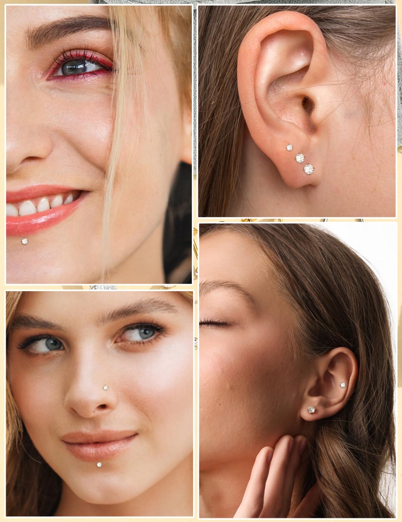 LORACOXS أقراط لوراكوس 16G/18G ذات ظهر مسطح للنساء والرجال - مجوهرات ثقب الأذن في منطقة التراجي، الهيليكس، الكونش، والروك، دبابيس داخلية مضادة للحساسية، مثالية لثقب الشفاه ميدوسا، مونيه، آشلي، لابريت، وثقب الشفاه ثعبان العض - Image 3