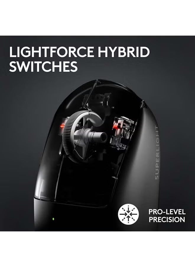 Logitech G PRO X Superlight 2 Wireless Gaming Mouse, Ultra-Light 60g, HERO 2 Sensor (100–44,000 DPI), 8KHz Polling, LIGHTSPEED Wireless, LIGHTFORCE Hybrid Switches, 95h Battery, PTFE Feet, USB-C, 5 Programmable Buttons, PC/Mac | Black I 910-006632 - Image 3