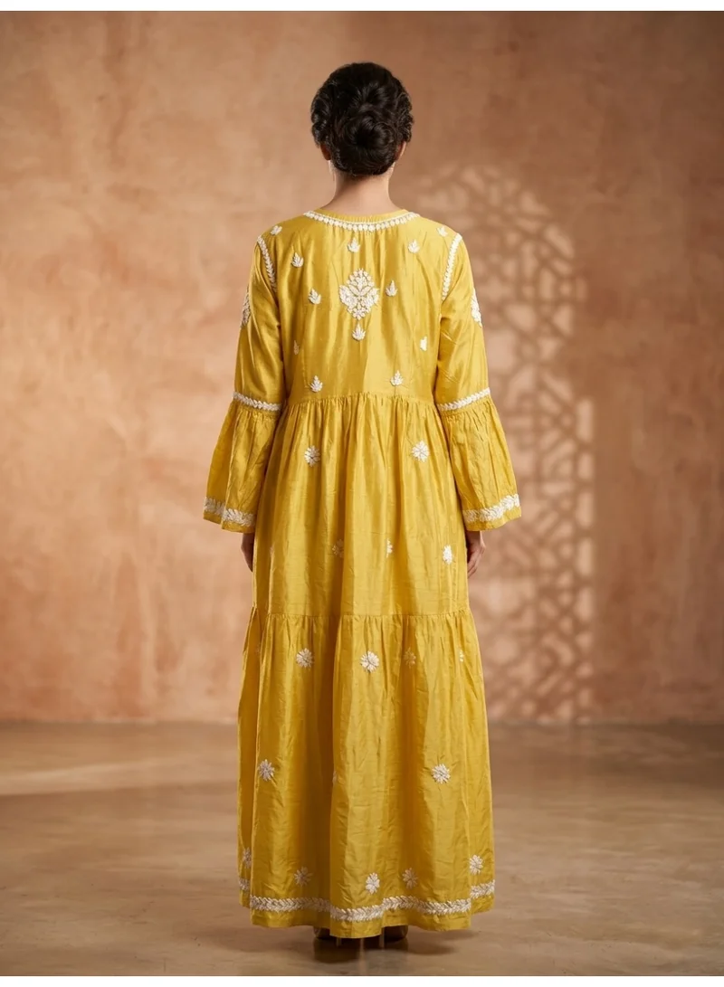 Alaya Hand Embroidered Chikankari Silk Jalabiya-AL3886