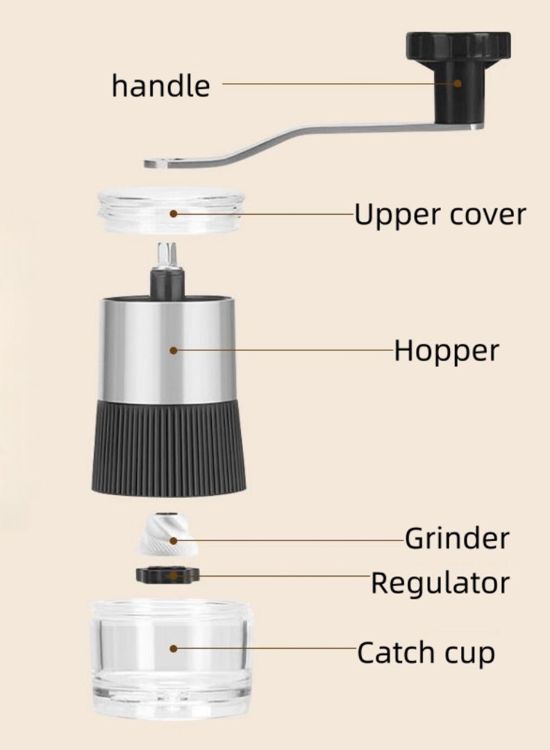 Portable Manual Coffee Grinder Conical Burr,Double Bearing Internal Adjustment Capacity 12g For All Coarseness From Espresso To French Press - Image 4