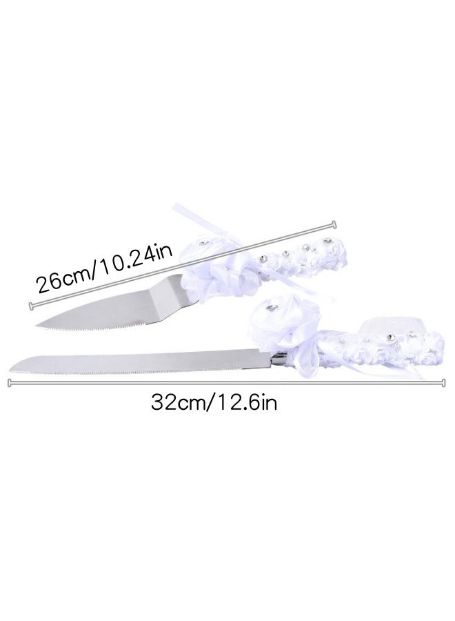 SHABILI 2 Pieces Wedding Cake Knife and Server Set, Premium Cake Knife Includes Cake Knife and Pie Server, Stainless Steel Cake Cutting Set for Wedding, Birthday, Anniversary (White) - Image 4