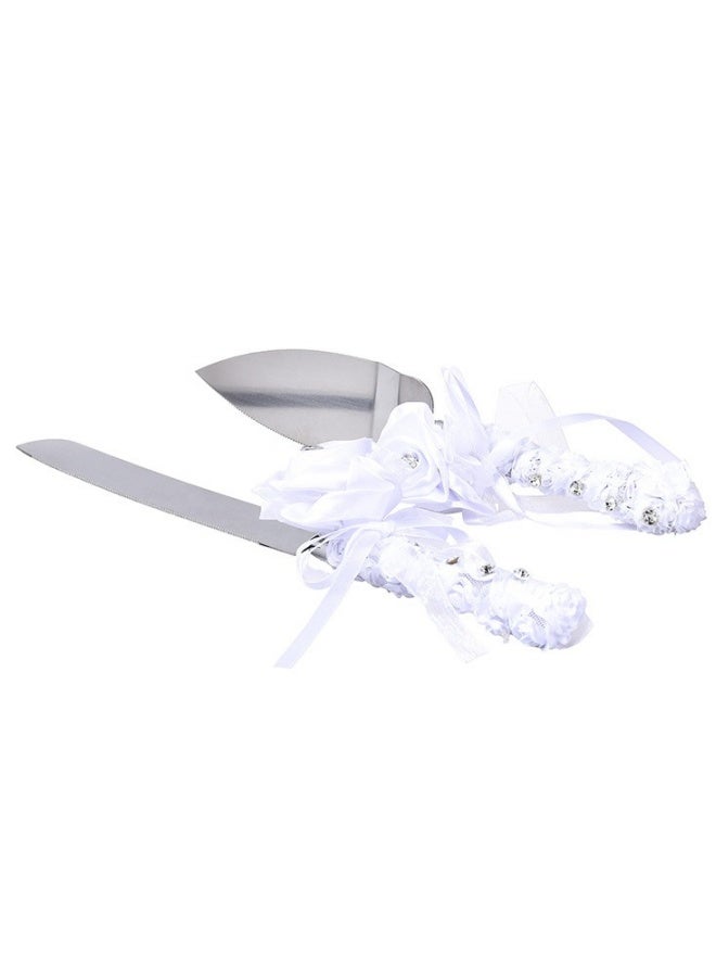 SHABILI 2 Pieces Wedding Cake Knife and Server Set, Premium Cake Knife Includes Cake Knife and Pie Server, Stainless Steel Cake Cutting Set for Wedding, Birthday, Anniversary (White) - Image 5