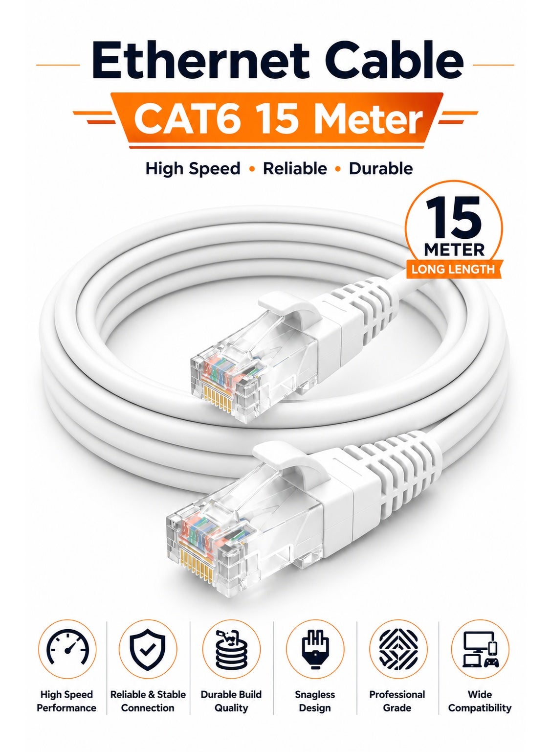 fujishka Fujishka CAT6 Ethernet Lan Cable 15 Meter 15 M Z49372356EB20B626F8F8Z