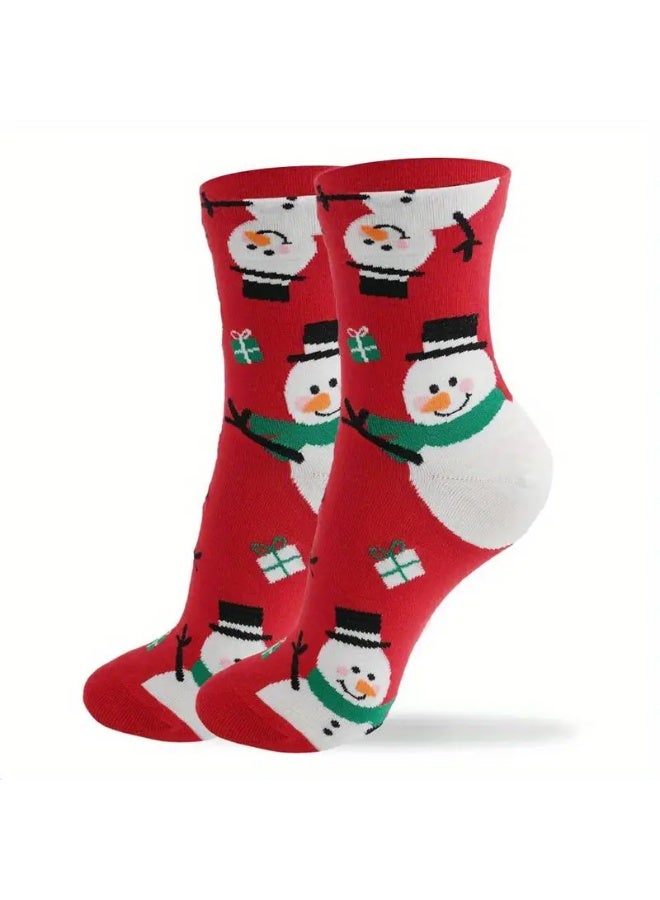 فولاي ٤ أزواج جوارب عيد الميلاد للنساء، جوارب مزخرفة ملونة مبتكرة، جوارب قطنية للنساء لعيد الميلاد، جوارب بطول الكاحل للهدايا في العطلات أو أعياد الميلاد - Image 2