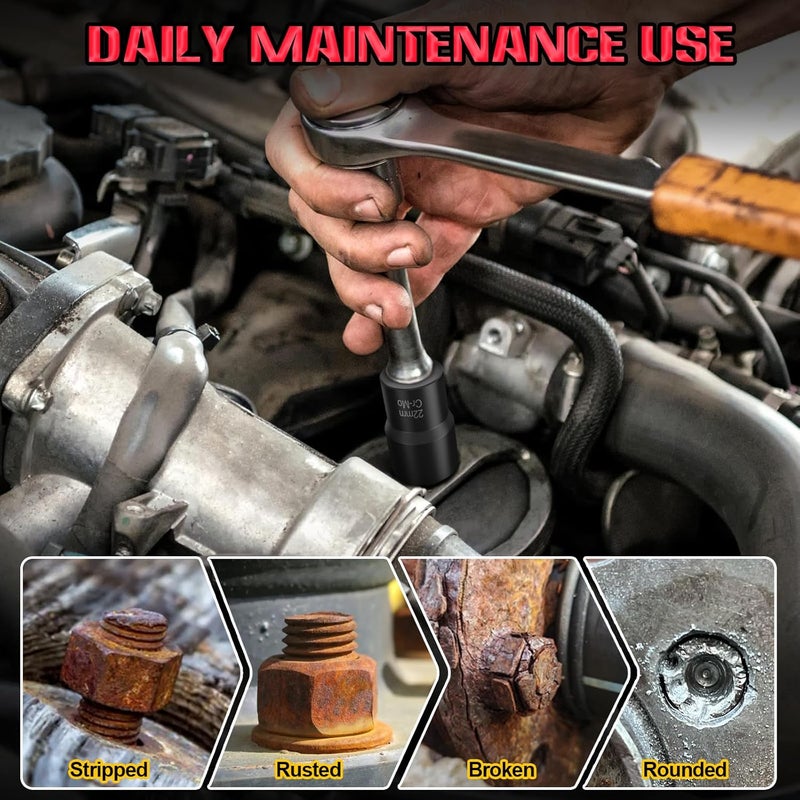 Eapele Bolt Extractor Set, 10 Piece Lug Nut Remover Socket Tool, 1/2" Drive Impact Wheel Lock Removal Kit for Removing Damaged, Frozen, Rusted, Rounded-Off Bolts, Lug Nuts & Screws - Image 4