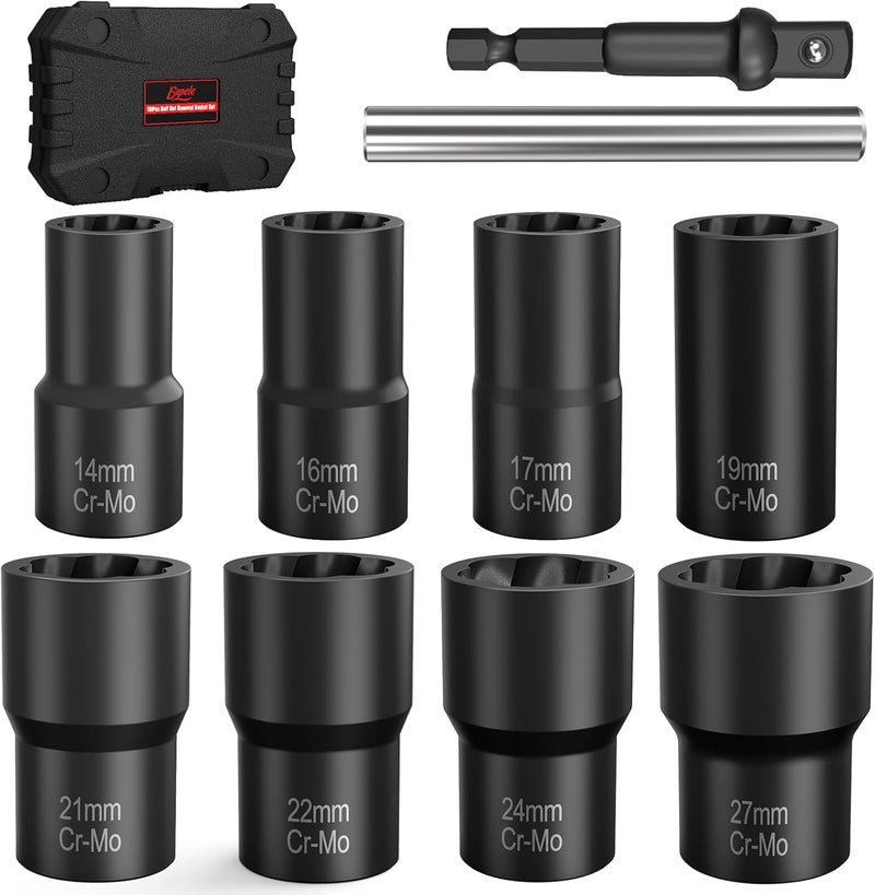 Eapele Bolt Extractor Set, 10 Piece Lug Nut Remover Socket Tool, 1/2" Drive Impact Wheel Lock Removal Kit for Removing Damaged, Frozen, Rusted, Rounded-Off Bolts, Lug Nuts & Screws - Image 1