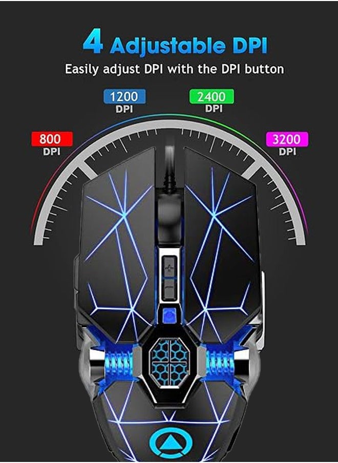 Fazza Gaming Mouse Wired 3200 DPI Breathing Light Ergonomic Gaming USB Computer Mouse RGB Gaming Desktop Laptop Gaming Mouse (Black)  - Image 4