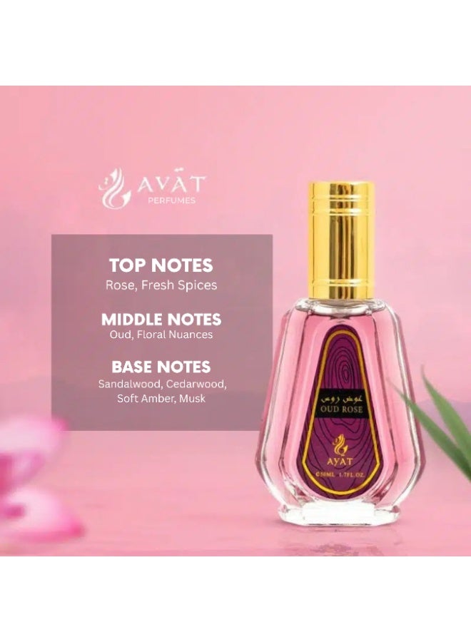 Ayat Perfumes Oud Rose Eau de Parfum 50 ml – Rich Oud & Elegant Rose – Fresh Spicy Trail – Long-Lasting Women’s Arabian Perfume - Image 3
