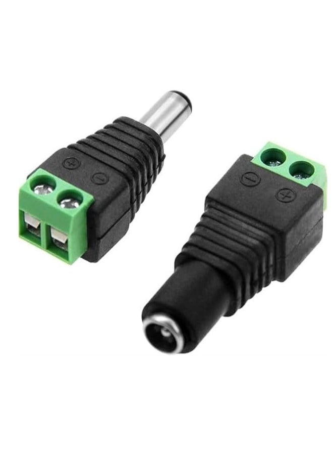 Lucky Sky موصل طاقة تيار مستمر 5 أزواج ذكر وأنثى 2.1x5.5mm محول قابس جاك طاقة تيار مستمر لشريط LED ذو دبوسين وكاميرا مراقبة CCTV وإلكترونيات أخرى تتطلب (5 أزواج)  - Image 1