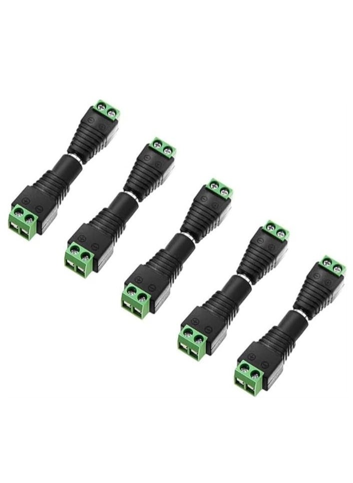 Lucky Sky موصل طاقة تيار مستمر 5 أزواج ذكر وأنثى 2.1x5.5mm محول قابس جاك طاقة تيار مستمر لشريط LED ذو دبوسين وكاميرا مراقبة CCTV وإلكترونيات أخرى تتطلب (5 أزواج)  - Image 2