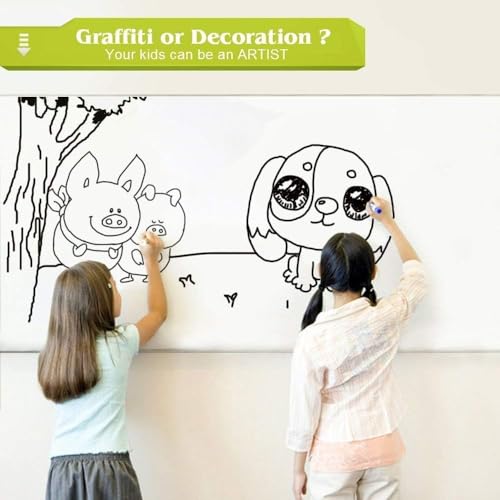 Tusmad Self-Adhesive Whiteboard Sticker for Wall (60x200 CM) – Removable Dry Erase Wallpaper with 1 Marker – White Board Decal for School, Office, Home, College (6.6 x 2 Feet), Vinyl - Image 4