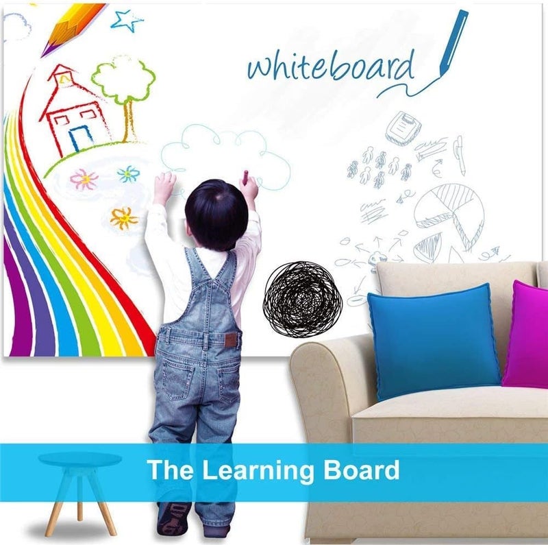 Tusmad Self-Adhesive Whiteboard Sticker for Wall (60x200 CM) – Removable Dry Erase Wallpaper with 1 Marker – White Board Decal for School, Office, Home, College (6.6 x 2 Feet), Vinyl - Image 5