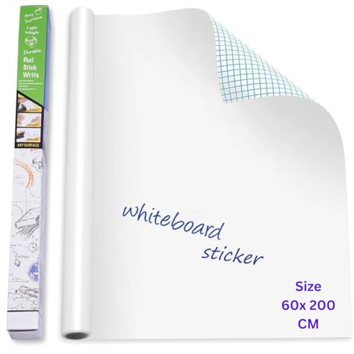 Tusmad Self-Adhesive Whiteboard Sticker for Wall (60x200 CM) – Removable Dry Erase Wallpaper with 1 Marker – White Board Decal for School, Office, Home, College (6.6 x 2 Feet), Vinyl - Image 1