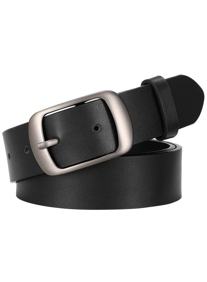 Suosdey Women's Genuine Bull Leather Vintage Retro Waist Belt with Pin Buckle (Black) - Image 1