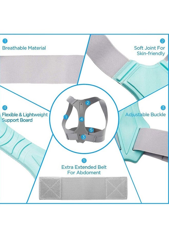 Adjustable Back Posture Corrector Back Brace Providing Pain Relief from Lumbar Neck Shoulder and Clavicle Back Shoulder Neck for Support Spinal Alignment Men Women Gray, Middle - Image 4
