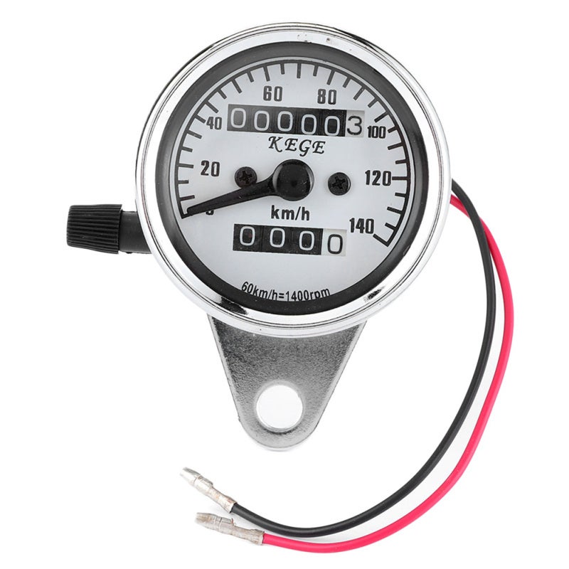 Motorcycle Speedometer: 15cm Line Length Yellow Backlight Metal Shell - Vintage Style Accurate Dual Odometer Speedometer for Motorcycle Night Driving - Image 1