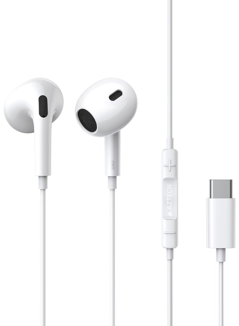 Aztech Type C Headphones Wired - USB - C Wired Earphones with Mic & Volume Control, Noise Cancelling Headset Compatible for iPhone 16/15 Pro Max, iPad, Galaxy S25/S24/S23/S22/Ultra Note 10/20, Pixel 7/6/5/4  - Image 1