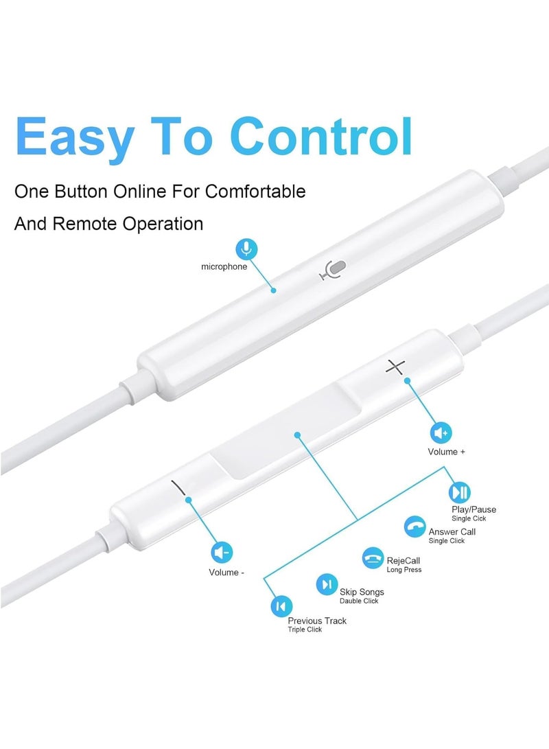 Aztech Original Type C Headphones Wired - USB C Wired Earphones with Mic & Volume Control, Noise Cancelling Headset for iPhone 17/16/15 Pro Max, iPad, Samsung S25/S24/S23/S22/ Ultra Note 10/20, Pixel 7/6/5/4 - Image 4