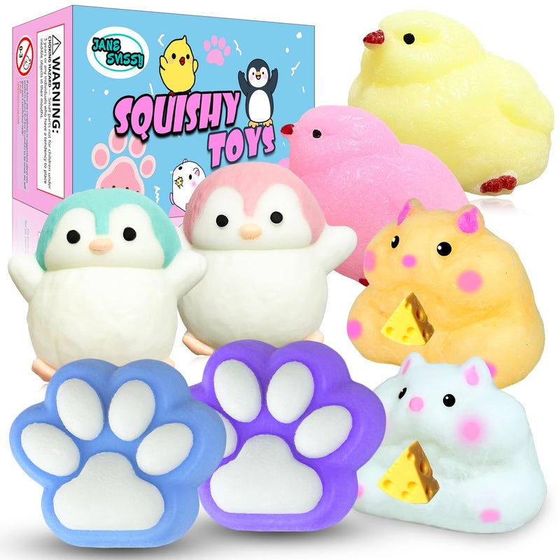JANESVISSY 8 Pcs Easter Taba Squishy Pack - Kawaii taba Squishies Stress Relief Toys Party Favors for Kids 6 7 8 9 10 11 12 Year,, Squishy Fidget Toys Set,Gifts for Kids, Party Favors,Goodie Bags Fillers - Image 1