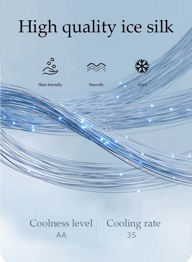 DUNISO غطاء سرير من الحرير الجليدي مضاد للانزلاق غطاء سرير من الحرير البارد طقم من ثلاث قطع مع أكياس وسائد للفصول الأربعة العالمية قابلة للطي من الحرير الجليدي لمراتب عائلة الفندق 200 * 180 سم - Image 4