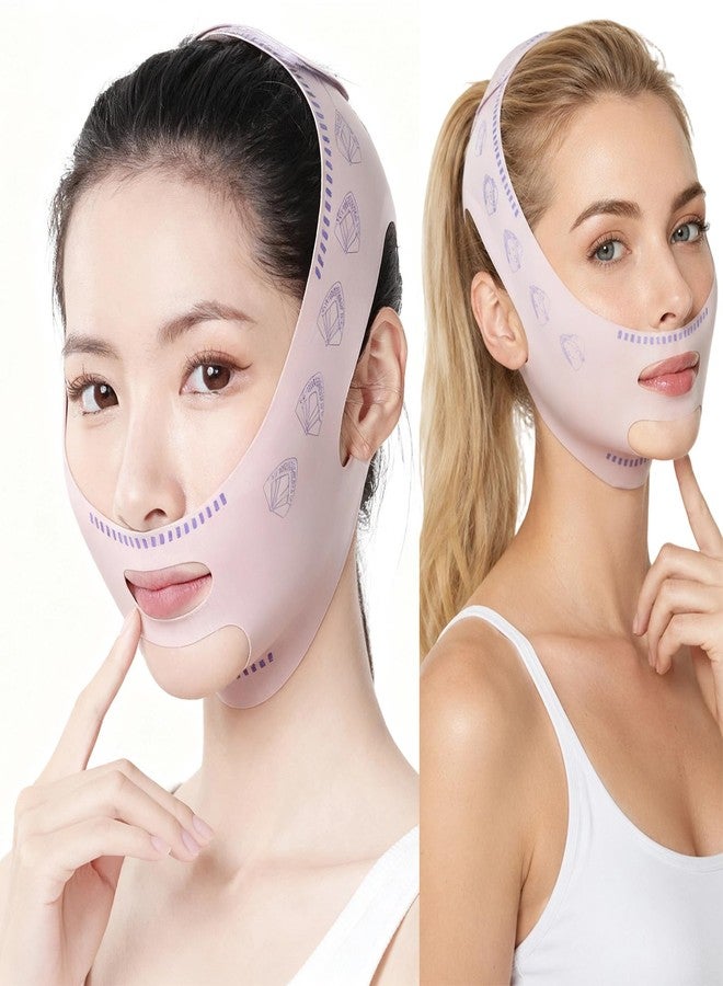 FFZDENA 2PCS V Line Face Lifting Mask, Reusable Nylon Facial Bandage Double Chin Reducer, Jaw Line Shaper and Anti-Wrinkle Skin Tightening Belt for Women and Men - Image 1