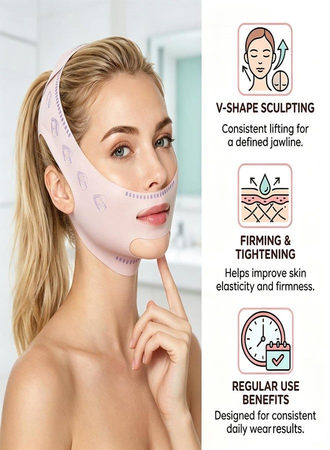 FFZDENA 2PCS V Line Face Lifting Mask, Reusable Nylon Facial Bandage Double Chin Reducer, Jaw Line Shaper and Anti-Wrinkle Skin Tightening Belt for Women and Men - Image 3