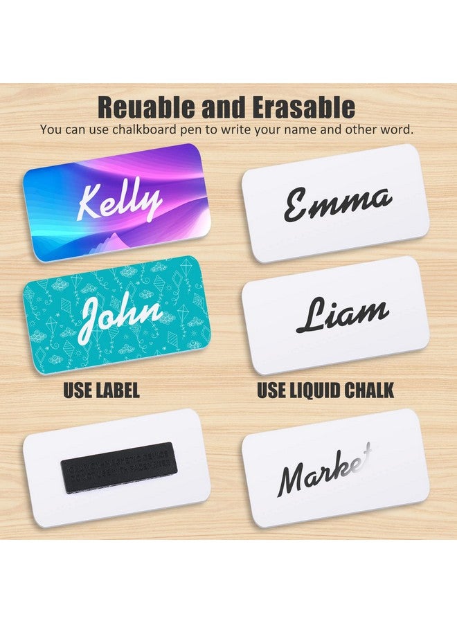 Chinco Chinco 30 Packs Name Tag Blank Name Tags Magnetic Name Tag with Magnetic Backing Locker White Round Corners, 1.5 x 3 Inches Name Badges for Nurse Personalized Jacket Shirts Office School (Black) - Image 5