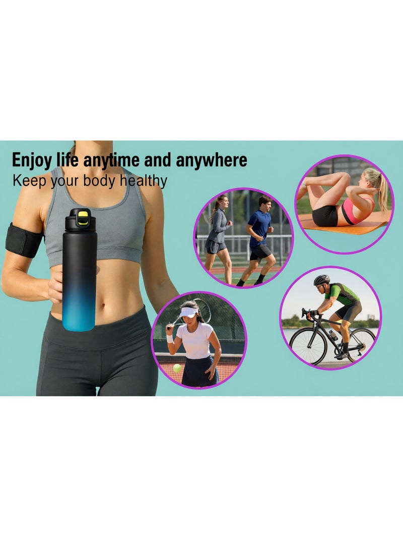 Drinking Water Bottle with Straw 1L/1000ml BPA Free, Bottle Sport Drinks with Locking clip Cover, clip handle, & Leak Proof, light weight water bottle for Man & Women indoor and outdoor (Black Blue) - Image 4
