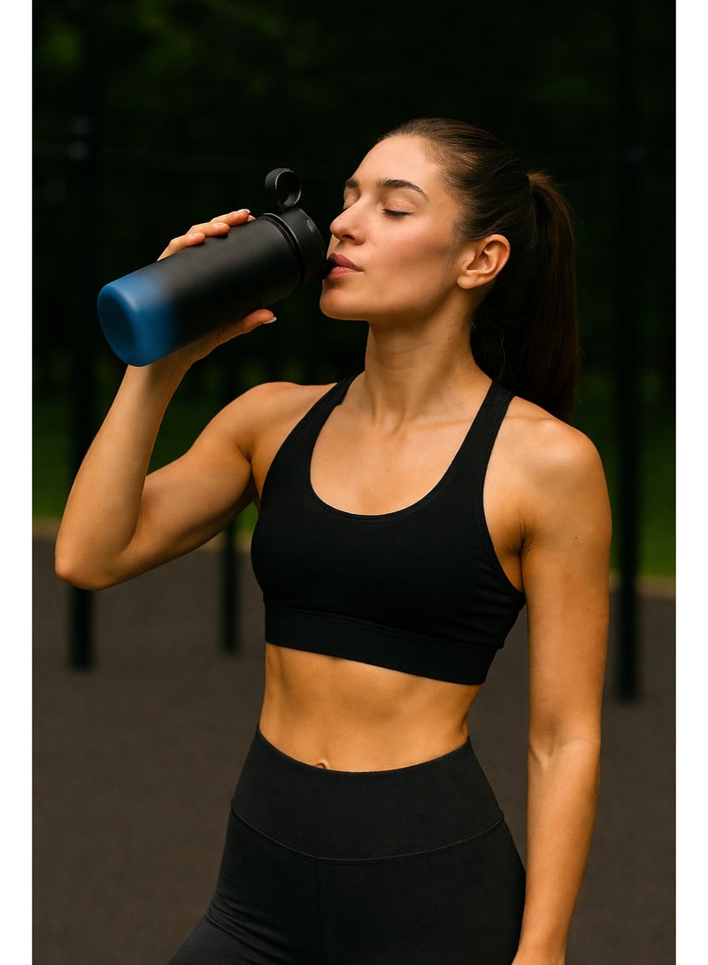 Drinking Water Bottle with Straw 1L/1000ml BPA Free, Bottle Sport Drinks with Locking clip Cover, clip handle, & Leak Proof, light weight water bottle for Man & Women indoor and outdoor (Black Blue) - Image 5