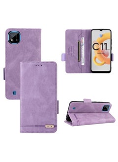 HuHa Case Cover For Realme C11 2021/Realme C20 Magnetic Clasp Flip Leather Phone Case Purple 