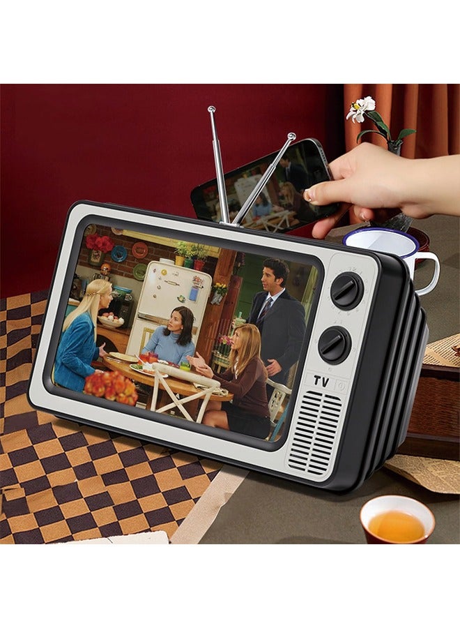 12" Retro TV Amplifier Phone Screen Magnifier - Gifts for Dad - 3D HD Mobile Phone Screen Magnifying Enlarger for Movies, Videos, Games - Fit for All Smartphones (Tech Grey) - Image 1