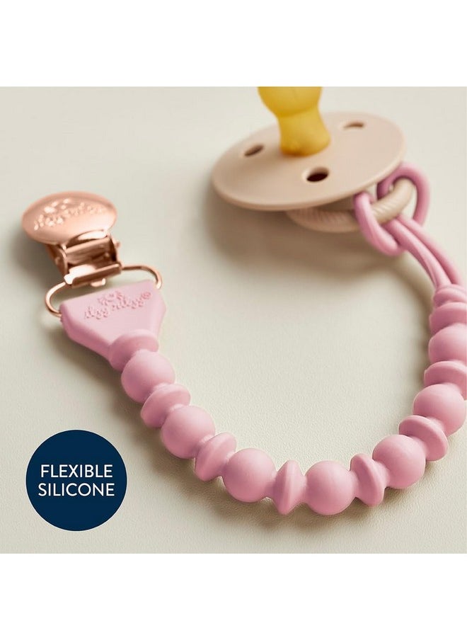 Itzy Ritzy Itzy Ritzy Silicone Pacifier Clip 100% Food Grade Silicone Pacifier Strap with Clip Keeps Pacifiers, Teethers & Small Toys in Place Features One-Piece Design & Silicone Cord (Pink)  - Image 3