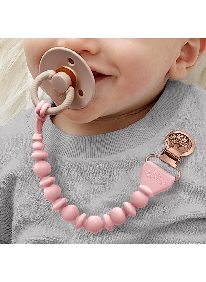 Itzy Ritzy Itzy Ritzy Silicone Pacifier Clip 100% Food Grade Silicone Pacifier Strap with Clip Keeps Pacifiers, Teethers & Small Toys in Place Features One-Piece Design & Silicone Cord (Pink)  - Image 1