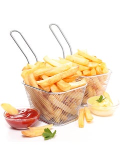 Mishrit Mishrit Mini Square Fry Basket Stainless Steel French Chip Frying Holder with Handles Reusable Serving Food Presentation Strainer Net Potato Fries Cooking Tool (Pack of 1).  - Image 2