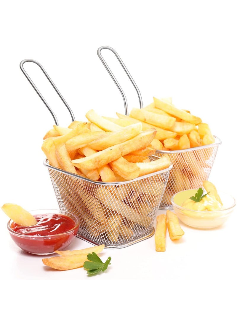 Mishrit - Mishrit Mini Square Fry Basket Stainless Steel French Chip Frying Holder with Handles Reusable Serving Food Presentation Strainer Net Potato Fries Cooking Tool (Pack of 1). - Image 1