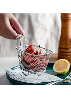 Mishrit Mishrit Mini Square Fry Basket Stainless Steel French Chip Frying Holder with Handles Reusable Serving Food Presentation Strainer Net Potato Fries Cooking Tool (Pack of 1).  - Image 3
